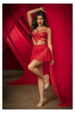 MAPALÉ Ensemble Sensuel Rouge 2 Pièces Mapalé -Promos Body lingerie Magasin 2 en 1 ensemble 2 pieces rouge mal7444red 2