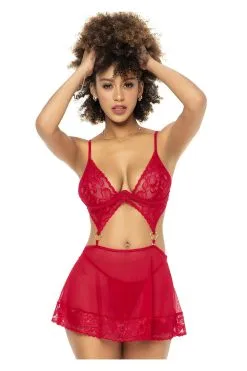 MAPALÉ Ensemble Lingerie Rouge 2 En 1 Avec Jupette Détachable -Promos Body lingerie Magasin 2 en 1 ensemble 3 pieces rouge mal7443red 3