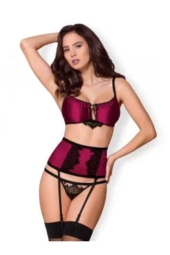 Obsessive 861-SEG-5 Ensemble 3 Pcs Cerise