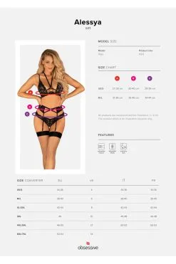 Obsessive Alessya | Ensemble Noir Dentelle 3 Pcs -Promos Body lingerie Magasin alessya ensemble 3 pcs noir 8