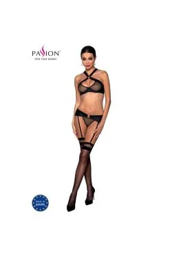 Passion Lingerie Amanda | Ensemble Noir Résille -Promos Body lingerie Magasin amanda ensemble 3 pcs noir 2