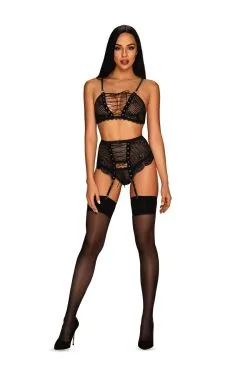 Obsessive Basitta | Ensemble Dentelle & Maille -Promos Body lingerie Magasin basitta ensemble 3 pcs noir 2