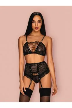 Obsessive Basitta | Ensemble Dentelle & Maille -Promos Body lingerie Magasin basitta ensemble 3 pcs noir 4