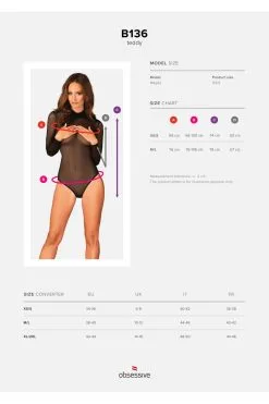 Obsessive B136 - Body Noir Maille Fine -Promos Body lingerie Magasin body b136 noir 8
