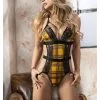 MAPALÉ Body Sexy Noir & Jaune : Dentelle & Bretelles Élastiques
