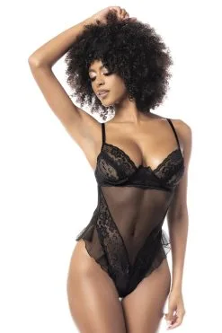 MAPALÉ Body Noir Sexy & Porte-Jarretelles Avec Chaînettes Dorées