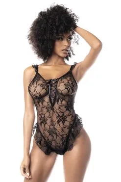 MAPALÉ Body Dentelle Noire Sexy Coupe String -Promos Body lingerie Magasin body noir sexy avec coupe string mal8759blk 3