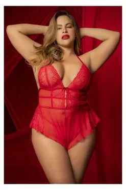 MAPALÉ Body Rouge Grande Taille Avec String