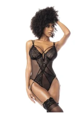 MAPALÉ Body Noir Sensuel & Jarretelles Ajustables -Promos Body lingerie Magasin body sexy noir avec jarretelles detachables mal8754blk 3