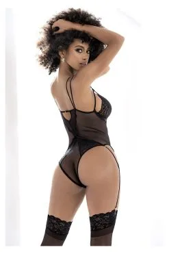 MAPALÉ Body Noir Sensuel & Jarretelles Ajustables -Promos Body lingerie Magasin body sexy noir avec jarretelles detachables mal8754blk 6