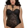 Dreamgirl Body String Noir Grande Taille - Dentelle & Simili Cuir