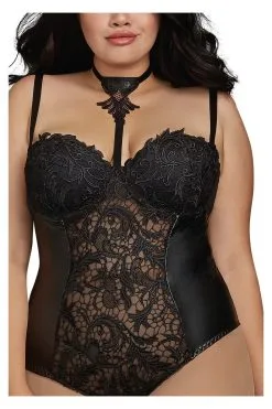 Dreamgirl Body String Noir Grande Taille - Dentelle & Simili Cuir -Promos Body lingerie Magasin body string grande taille noir en dentelle dg11869xblk 2