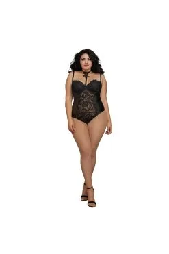 Dreamgirl Body String Noir Grande Taille - Dentelle & Simili Cuir -Promos Body lingerie Magasin body string grande taille noir en dentelle dg11869xblk 3