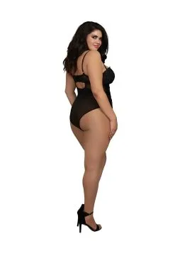 Dreamgirl Body String Noir Grande Taille - Dentelle & Simili Cuir -Promos Body lingerie Magasin body string grande taille noir en dentelle dg11869xblk 4