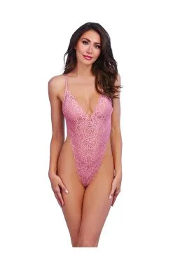 Dreamgirl Body échancré Rose Rétro En Dentelle & Jupe Amovible Transparente -Promos Body lingerie Magasin body string vintage rose echancre dentelle avec jupe de maille transparente amovible dg10996vpk 2