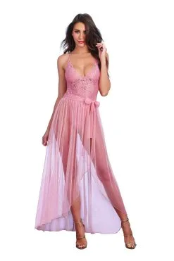 Dreamgirl Body échancré Rose Rétro En Dentelle & Jupe Amovible Transparente