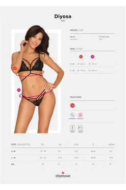 Obsessive Diyosa : Ensemble Lingerie Noir Raffiné -Promos Body lingerie Magasin diyosa ensemble 2 pcs noir 4