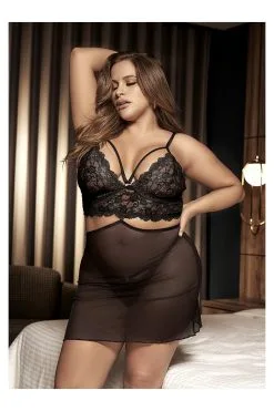 MAPALÉ Nuisette 2 En 1 Grande Taille, Nuisette Ou Ensemble 10 MAPALÉ Nuisette 2 En 1 Grande Taille, Nuisette Ou Ensemble -Promos Body lingerie Magasin ensemble 2 en 1 grande taille transformable en nuisette ou ensemble 2 pieces mal7433xblk 2