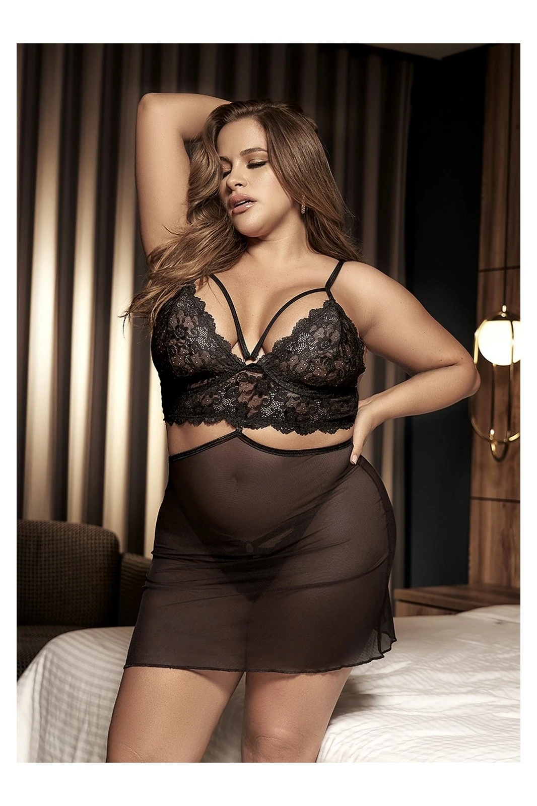 MAPALÉ Nuisette 2 En 1 Grande Taille, Nuisette Ou Ensemble 3 MAPALÉ Nuisette 2 En 1 Grande Taille, Nuisette Ou Ensemble – Image 3