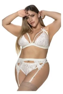 MAPALÉ Ensemble Ivoire Grande Taille - Romantique & Sensuel -Promos Body lingerie Magasin ensemble 3 pieces ivoire grande taille soutien gorge string porte jarretelles mal8221xivo 2