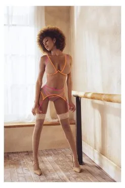 MAPALÉ Ensemble Lingerie Sexy Transparent à Finition Néon