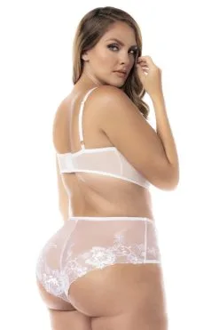 MAPALÉ Ensemble Blanc 2 Pièces Grande Taille : Soutien-Gorge & Culotte Haute -Promos Body lingerie Magasin ensemble de lingerie grande taille sexy blanc deux pieces mal8739xwht 3