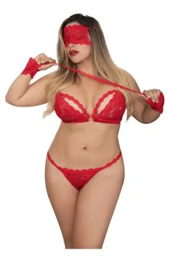 MAPALÉ Ensemble Dentelle Rouge Grande Taille -Promos Body lingerie Magasin ensemble dentelle rouge grande taille masque et menottes mal8218xred 2