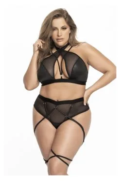 MAPALÉ Ensemble Grande Taille Résille Noire Transparente 6 MAPALÉ Ensemble Grande Taille Résille Noire Transparente -Promos Body lingerie Magasin ensemble deux pieces grande taille en resille noire transparente mal2682xblk 2