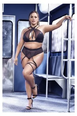 MAPALÉ Ensemble Grande Taille Résille Noire Transparente