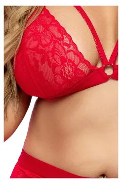 MAPALÉ Ensemble En Dentelle Rouge Grande Taille -Promos Body lingerie Magasin ensemble grande taille trois pieces en dentelle rouge mal8561xred 2