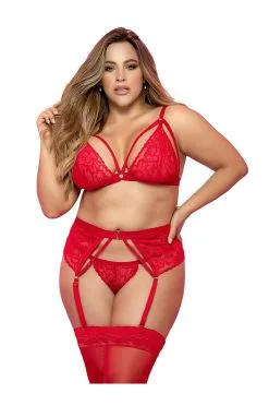 MAPALÉ Ensemble En Dentelle Rouge Grande Taille