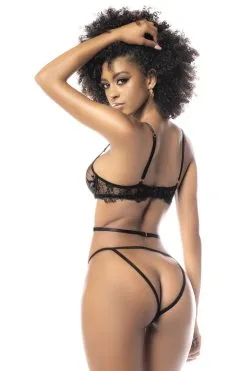 MAPALÉ Ensemble Noir 2 Pièces : Soutien-Gorge & String Dentelle -Promos Body lingerie Magasin ensemble lingerie deux pieces noirs mal8751blk 3