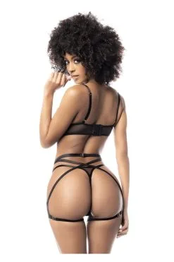 MAPALÉ Ensemble Lingerie Sensuelle Effet Mouillé -Promos Body lingerie Magasin ensemble lingerie trois pieces effets mouilles mal2729blk 3