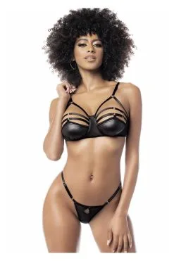 MAPALÉ Ensemble Lingerie Sensuelle Effet Mouillé -Promos Body lingerie Magasin ensemble lingerie trois pieces effets mouilles mal2729blk 4