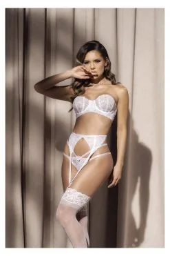 MAPALÉ Ensemble 3 Pièces Blanc : Soutien-Gorge, String & Porte-Jarretelles -Promos Body lingerie Magasin ensemble lingerie trois pieces sexy blanc mal8742wht 2