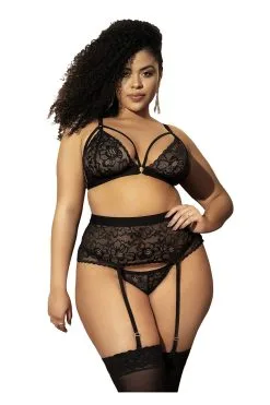 MAPALÉ Ensemble De Lingerie Noire Grande Taille -Promos Body lingerie Magasin ensemble noir 3 pieces grande taille mal8561xblk 4