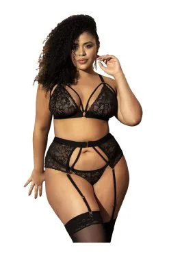 MAPALÉ Ensemble De Lingerie Noire Grande Taille -Promos Body lingerie Magasin ensemble noir 3 pieces grande taille mal8561xblk 5
