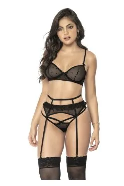 MAPALÉ Ensemble Résille Noire : Romantisme & Érotisme Intemporel -Promos Body lingerie Magasin ensemble soutien gorge resille porte jarretelles et string noir mal8678blk 2