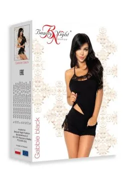 Beauty Night Gabbie | Ensemble Top & Shorty -Promos Body lingerie Magasin gabbie top et shorty noir 5