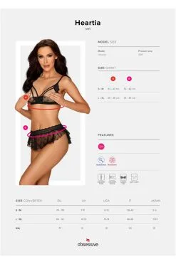 Obsessive Heartia - Ensemble Noir 3 Pcs -Promos Body lingerie Magasin heartia ensemble 3 pcs noir 6