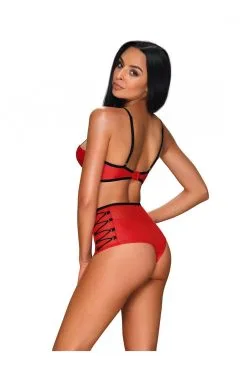 Obsessive Leatheria | Ensemble Lingerie Rouge -Promos Body lingerie Magasin leatheria ensemble 2 pcs rouge 1
