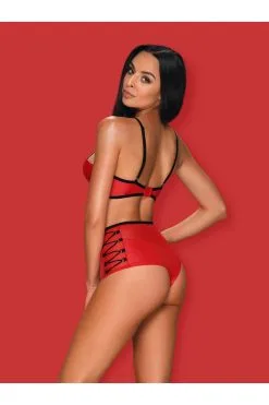 Obsessive Leatheria | Ensemble Lingerie Rouge -Promos Body lingerie Magasin leatheria ensemble 2 pcs rouge 3