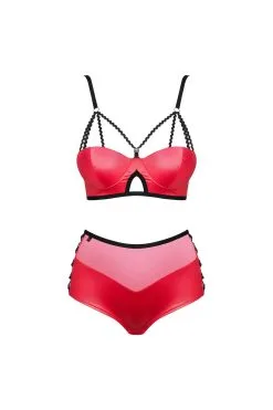 Obsessive Leatheria | Ensemble Lingerie Rouge -Promos Body lingerie Magasin leatheria ensemble 2 pcs rouge 4