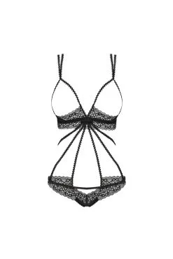 Obsessive Liferia - Body Ouvert Noir -Promos Body lingerie Magasin liferia body ouvert noir 4