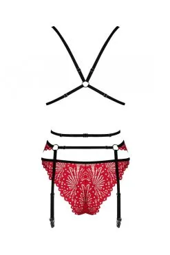 Obsessive Mettia | Ensemble Dentelle Rouge -Promos Body lingerie Magasin mettia ensemble 3 pcs rouge 7