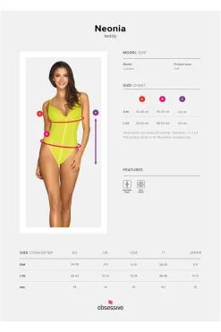 Obsessive Neonia | Body Jaune -Promos Body lingerie Magasin neonia body jaune 5