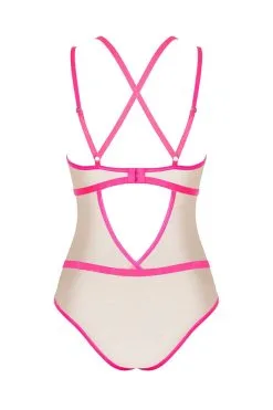 Body Nudelia Obsessive - Couleur Nude & Rose Fluo -Promos Body lingerie Magasin nudelia body nude et rose 3