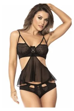 MAPALÉ Nuisette 2-en-1 & Ensemble 2 Pièces Dentelle Noire -Promos Body lingerie Magasin nuisette dentelle 2 en 1 et ensemble 2 pieces noirs mal7436blk 4