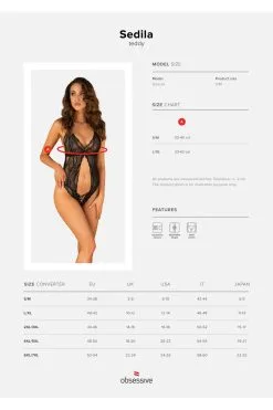 Obsessive Sedila | Body Noir -Promos Body lingerie Magasin sedila teddy noir 8