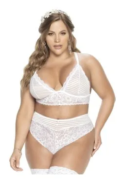 MAPALÉ Ensemble Blanc Grande Taille -Promos Body lingerie Magasin soutien gorge blanc et string grande taille mal8671xwht 2